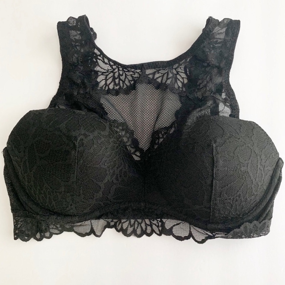 SOLD*Victoria's Secret PINK Large Black Floral Bra